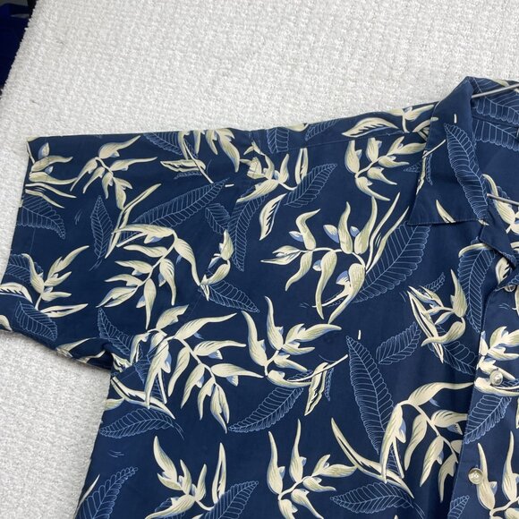 Cache Creek Hawaiian Aloha Shirt Men’s XL Floral Palm Tree AOP Blue / White Read - Picture 3 of 14